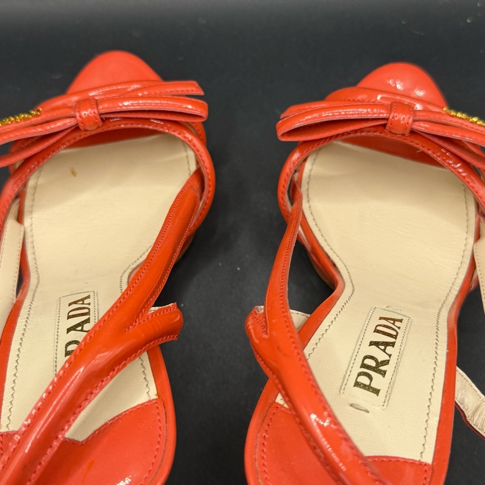 Prada Coral patent leather slingback heels - Picture 7 of 14